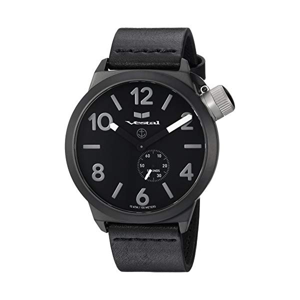 ベスタル 腕時計 VESTAL CNT3L06 Vestal Canteen Italia Stainless Steel Japanese-Quartz Watch with Leather Calfskin Strap Black 22 Model: CNT3L06 