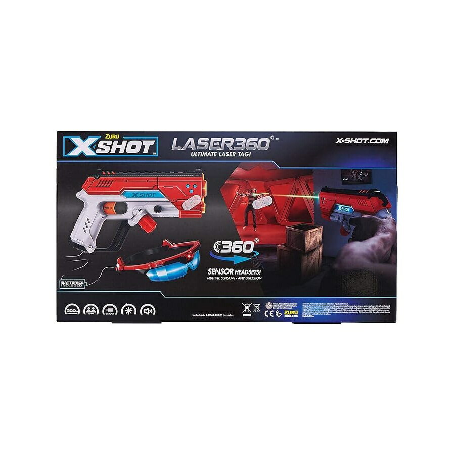 XSHOT Laser360° ダブル レーザー ブラスター パック (レーザー ブラスター 2 個、ゴーグル 2 個) by ZURU XSHOT Laser360° Double Laser Blaster Pack (2 Laser Blasters, 2 Goggles) by ZURU