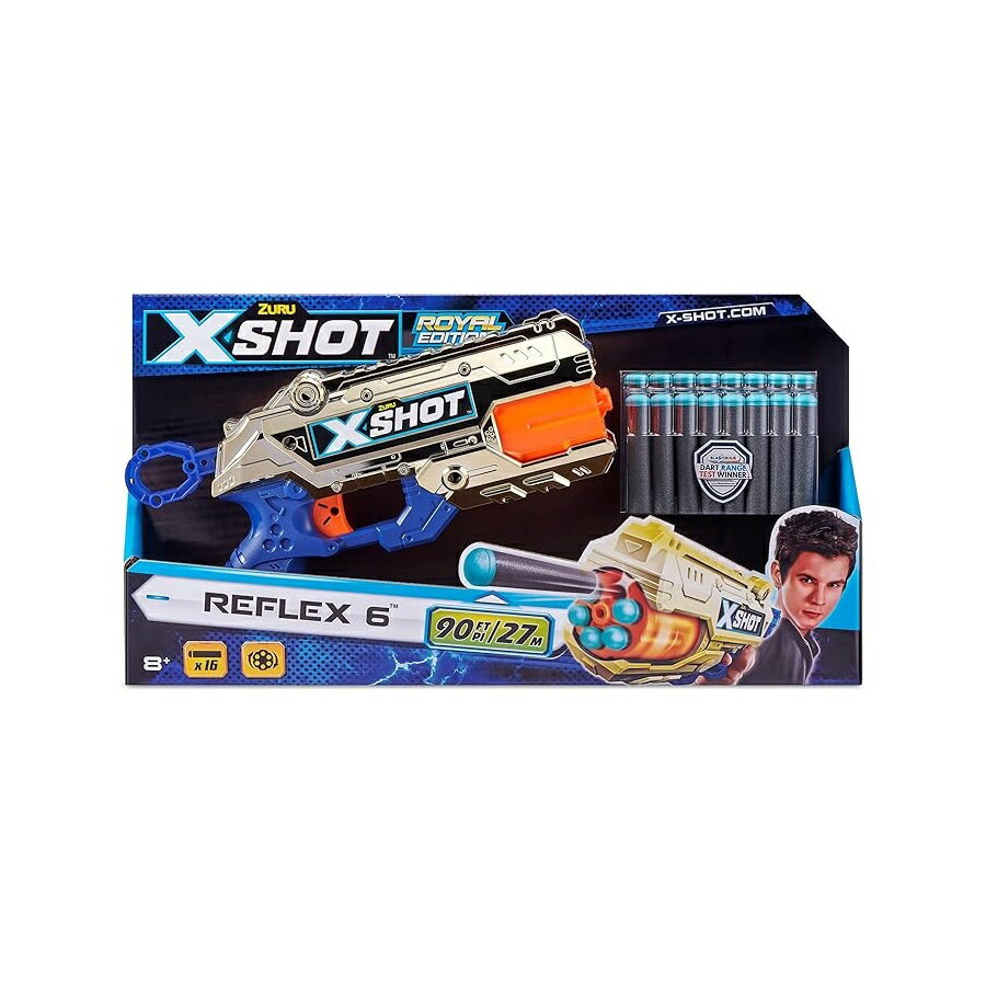 X-Shot Excel Royale Edition Reflex 6 フォーム ダーツ ブラスター コンボ パック (ダーツ 16 本) by ZURU X-Shot Excel Royale Edition Reflex 6 Foam Dart Blaster Combo Pack (16 Darts) by ZURU