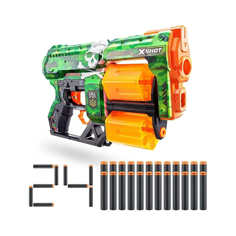 XSHOT スキン ドレッド フォーム ダーツ ブラスター - 迷彩柄、24 ダーツ by ZURU XSHOT Skins Dread Foam Dart Blaster - Camo, 24 Darts by ZURU