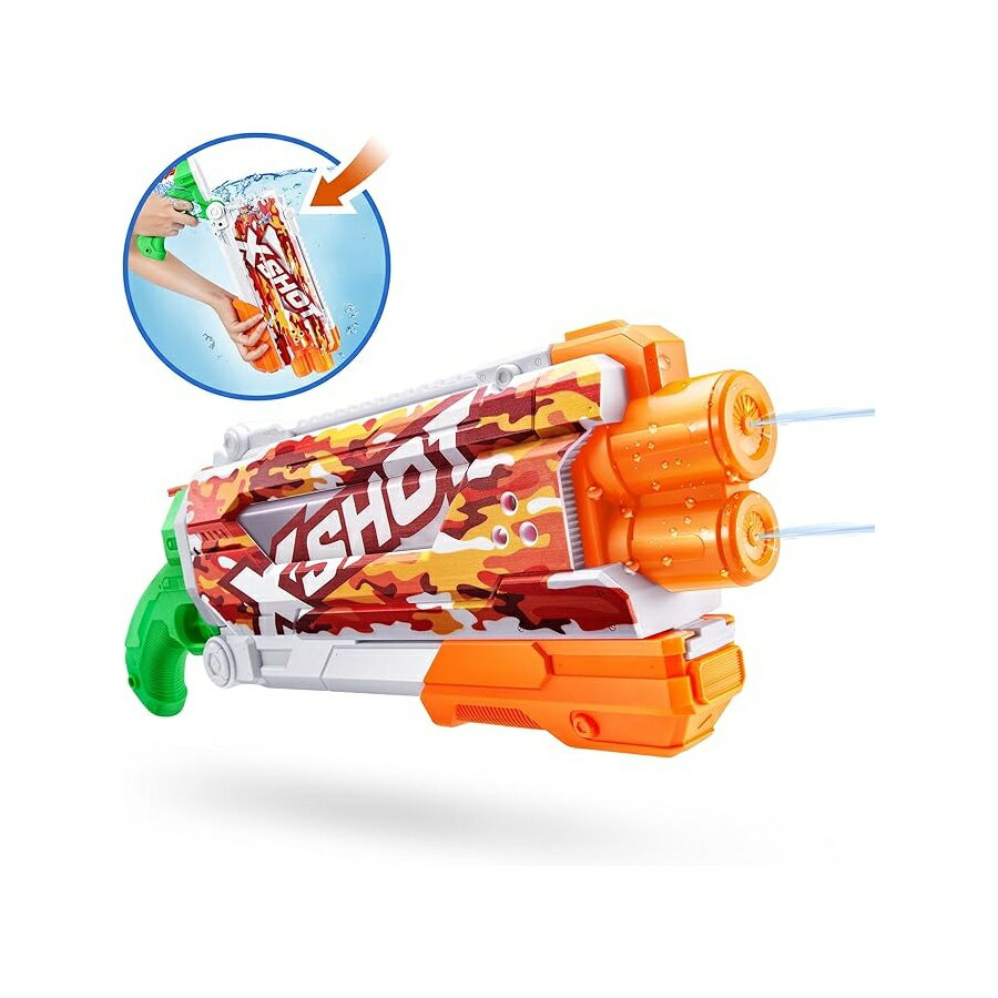XSHOT 水高速充填スキン ポンプ アクション ウォーター ブラスター レッド カモ by ZURU XSHOT ウォーターガン (1 秒で充填 ) XSHOT Water Fast-Fill Skins Pump Action Water Blaster Red Camo by ZURU XSHOT Watergun (Fills in 1 Second )