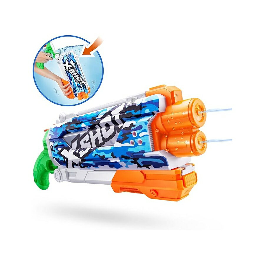 XSHOT 水高速充填スキン ポンプ アクション ウォーター ブラスター ブルー カモ by ZURU XSHOT ウォーターガン (1 秒で充填 ) XSHOT Water Fast-Fill Skins Pump Action Water Blaster Blue Camo by ZURU XSHOT Watergun (Fills in 1 Second )