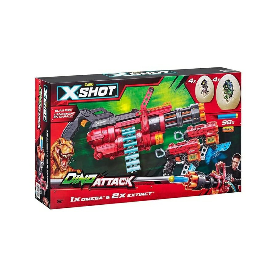X-Shot Dino Attack Dino Battle Pack (1Omega、2Extinct、8 Eggs、98 Darts) by ZURU X-Shot Dino Attack Dino Battle Pack (1Omega,2Extinct, 8 Eggs, 98 Darts) by ZURU
