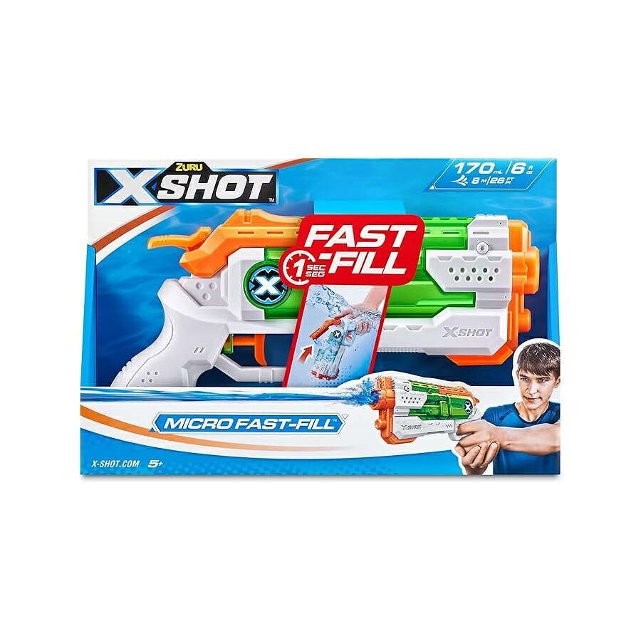 ZURU - XSHOT - ファストフィル - マイクロ - ウォーターブラスター - 水鉄砲 - 外遊び - ファストフィル - 最大8mまで発射 - 56220-2023 ZURU - XSHOT - Fast Fill - Micro - Water Blaster - Water Gun - Outdoor Play - Fast Fill - Shoots up to 8m - 56220-2023