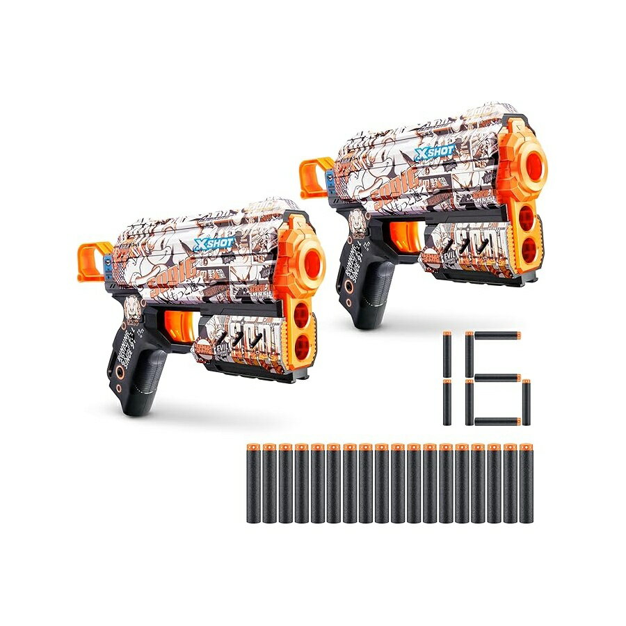 XSHOT スキン フラックス - ソニック レトロ (2 パック + 16 ダーツ) ZURU 製、簡単リロード、エアポケットダーツテクノロジー、子供、ティーン、大人向けのおもちゃのフォームダーツブラスター、フラストレーションフリーパッケージ XSHOT Skins Flux - Sonic Retro (2