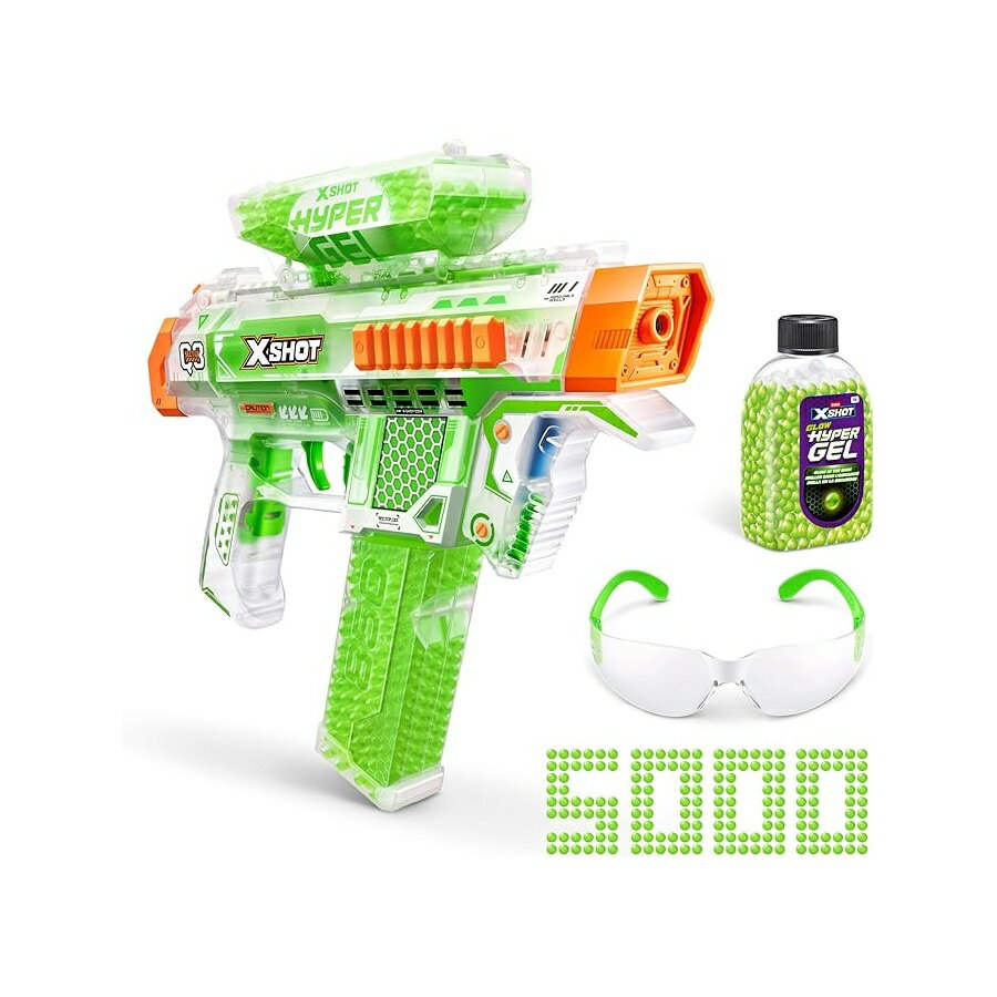XSHOT ハイパー グロー ナイトストライク ブラスター (5,000) ペレット by ZURU、電動ブラスター 屋外おもちゃ 男の子、女の子、14 歳以上のティーン、大人向け XSHOT Hyper Glow NightStrike Blaster (5,000) Pellets by ZURU, Motorized Blaster Outdoor Toy for Boys and
