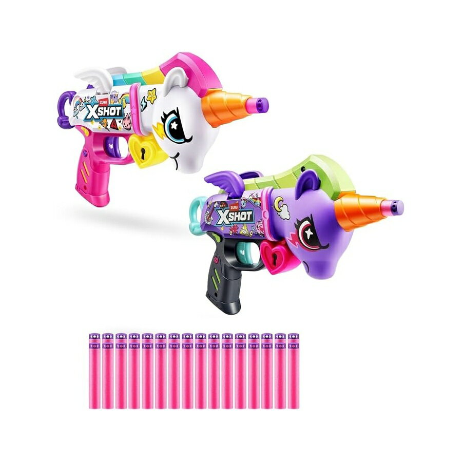 Zuru X-ショット ブラスターコーン ダブル リズ ブラスターコーン ダーツ 32 本付き (2 個パック) Zuru X-Shot Blastercorn Double Rizz Blastercorn with 32 Darts (Pack of 2)