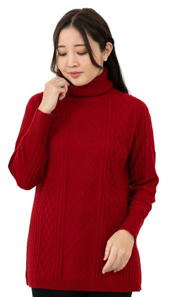 カシミア レディースチュニックセーター(M-L)(1459) カシミヤ タートルネック カシミアセーター カシミヤセーター cashmere チュニック タートル カシミヤ100％