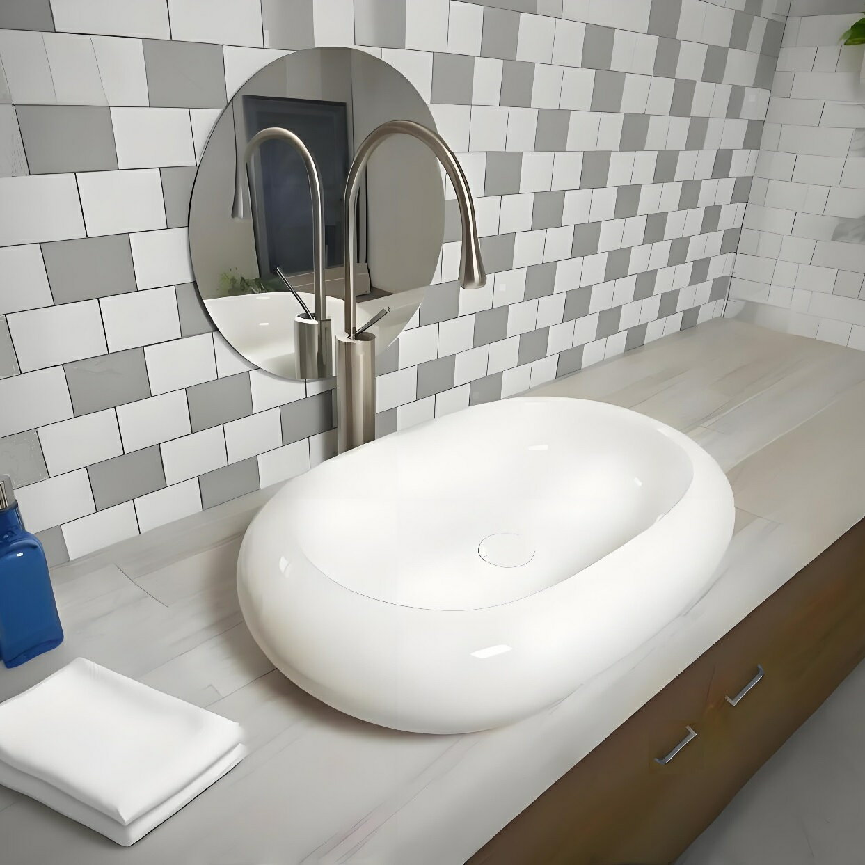 大幅値下げ！【ISO9001国際認証/高品質】【洗面台 209】 選べるお得セットおしゃれ洗面ボウル 置き型　ベッセル式　洗面台　洗面化粧台　洗面器　陶器　手洗器　洗面ボール　手洗い鉢　洗面所　リフォーム　新築　置き換え(4)