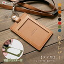 【ジョッター付き】【縦型】IDカードケース & ネックストラップ【栃木レザー】ダブルの安全設計 本革 社員証 ケース IDカードホルダー 革 ID カード ホル...