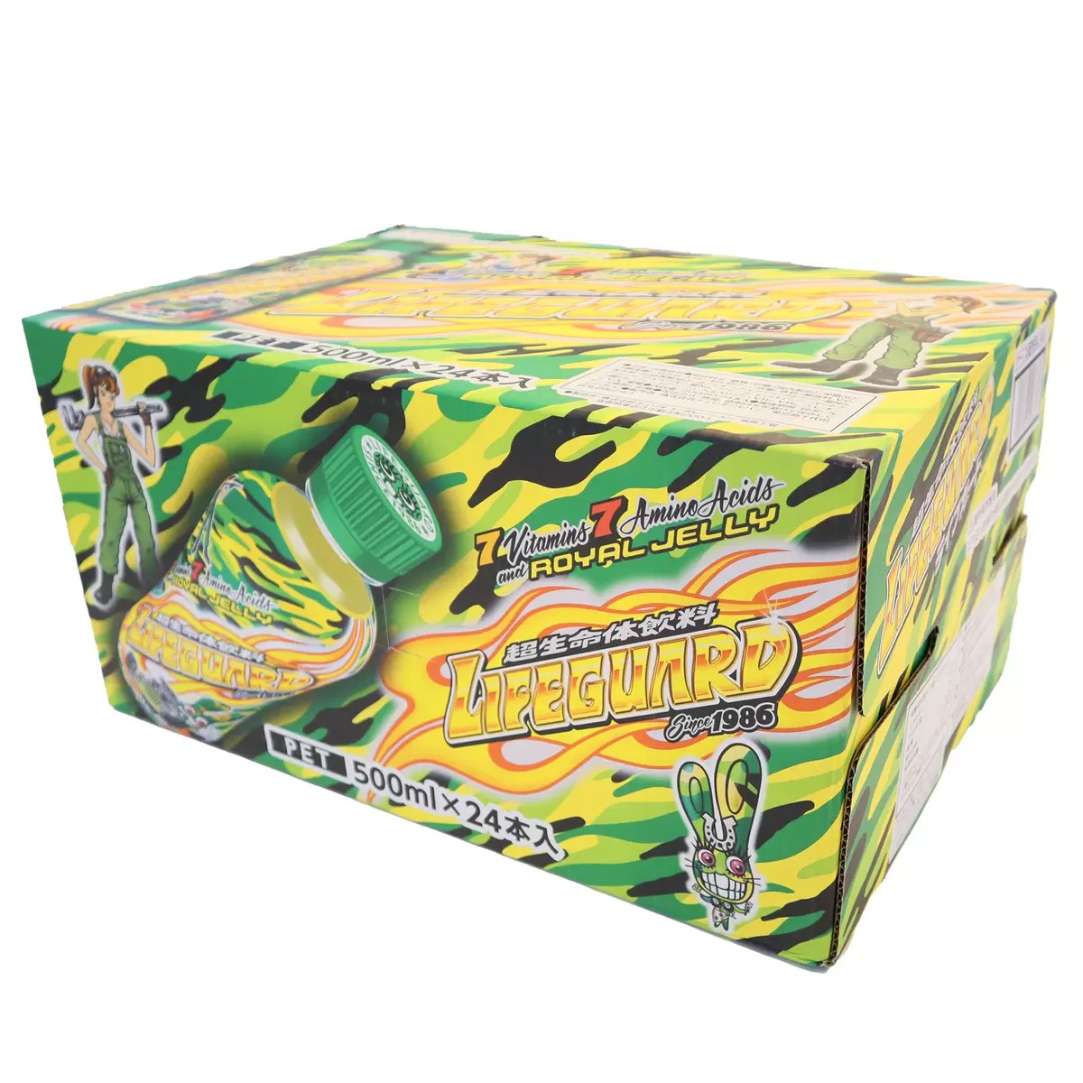 【チェリオ ライフガードの商品詳細】 ●ノドの渇きを癒すとき、栄養飲料を飲みたいときに最適なソフトドリンクとして開発しました。 ●7種のビタミンとアミノ酸を配合したエナジー系炭酸飲料です。 ●発売以来、最も好評なレシピを引き続き採用しています。 ●ライフガードの代名詞である迷彩色をベースにファッショナブルなデザインに仕上げました。 【栄養成分】 100ml当りエネルギー：36kcal 【保存方法】 高温・直射日光をさけて保存してください。 【注意事項】 ・炭酸ガスが入っており吹きこぼれますので容器を振らないでください。 ・容器のまま凍らせないでください。内容液が膨張し、容器が破損する場合があります。 ・時間経過とともに内容成分が凝集し沈殿・浮遊したり液色が変化する場合がありますが品質には問題ありません。 ・開栓後は冷蔵庫に入れ、すみやかにお飲みください。 リニューアルに伴い、パッケージ・内容等予告なく変更する場合がございます。予めご了承ください。