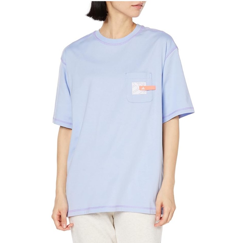 Rakuten - 【ポスト投函便】 adidas アディダス 半袖 Tシャツ レディース Lサイズ ブルードーン ECX42 IC1633 ポケット トップス シャツ C2408308