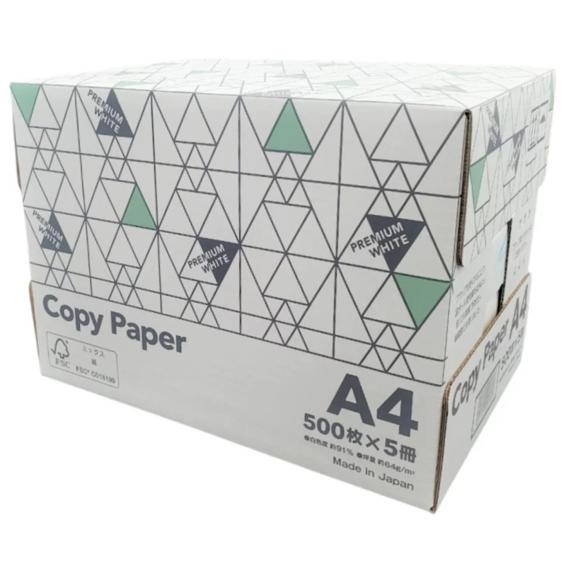 (오피스 용지 A4 500장×5권 Premium White) Office 2500장 고백색도 90% 64g/1m2 사이즈 복사 용지 사무용품 종이 572120