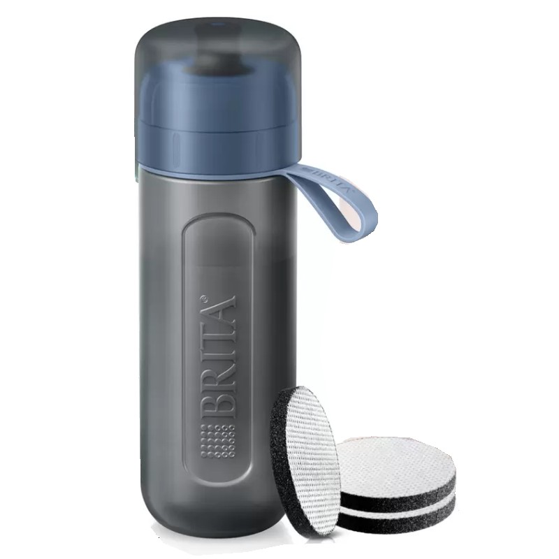 ブリタ ボトル型浄水器 ブルー 600ml カートリッジ3個付き 持ち運び 浄水 水筒 海外 旅行 アクティブ マイクロディスク ダークグブルー 61578