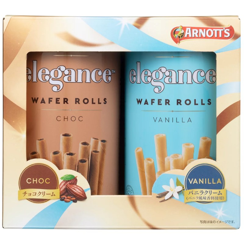 ARNOTT'S エレガンス ウェイファーロール チョコ&バニラ 746g 373g×2缶 焼菓子 アーノッツ elegance ク..