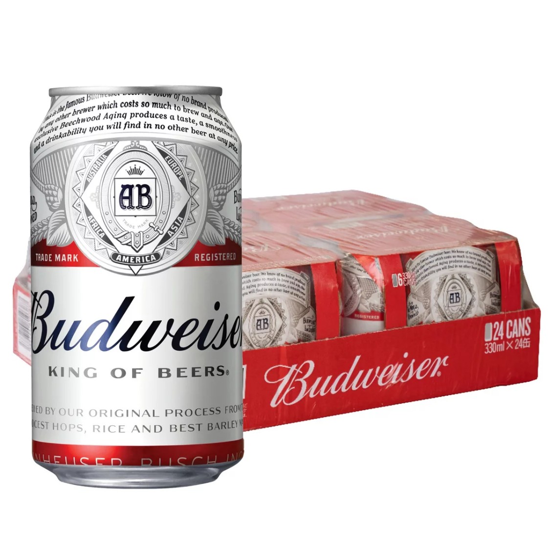 Rakuten - バドワイザー 缶 330mL 24本 ラガー ビール 箱 ケース 海外 ビール ギフト 贈り物 プレゼント 贈答 Budweiser 58418