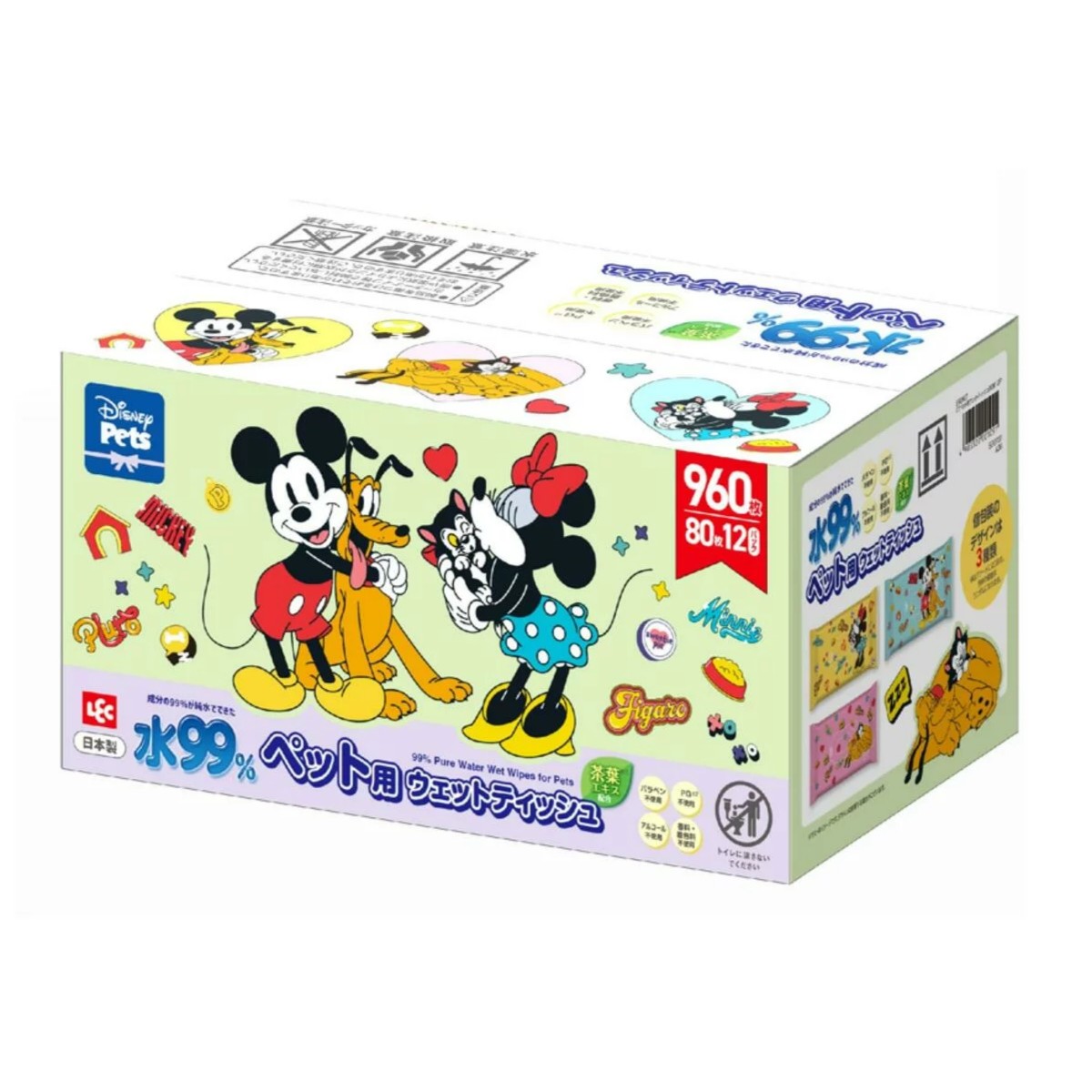成分の99％が純水でできたペット用ウェットティッシュ。 パラベン・アルコール・香料・PG（プロピレングリコール）不使用。 手足、おしり、口や目、耳まわりなどペットのお手入れに。 保湿剤、茶葉エキスを配合。 日本製 ミッキー＆フレンズのかわいいディズニーパッケージ。 予告なくパッケージのデザインが変更となる場合がございます。 外箱に伝票を貼り付けての発送となります。