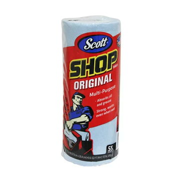 （小分け1個 Scott (スコット) SHOP TOWELS/ショップタオル ブルーロール 55枚×1本）柔軟で丈夫な厚めのペーパーウエス 整備等に コストコ 703510