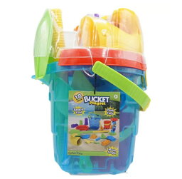 （バケツプレイセット バケツ ブルー 楽しい砂遊び・水遊びセット 18ピース入）水色 おもちゃ 子供 2歳以上 スコップ カラフル コストコ 39456