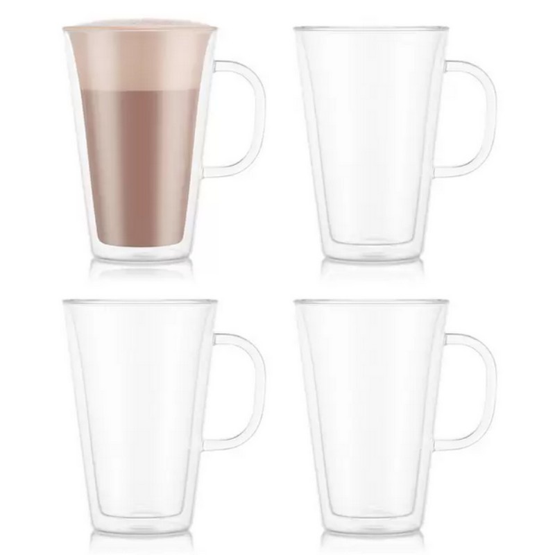 （4個セット bodum ボダム キャンティーン ダブルウォール マグカップ 400ml）グラス コップ オーブン 電子レンジ 耐熱ガラス コストコ 1630863