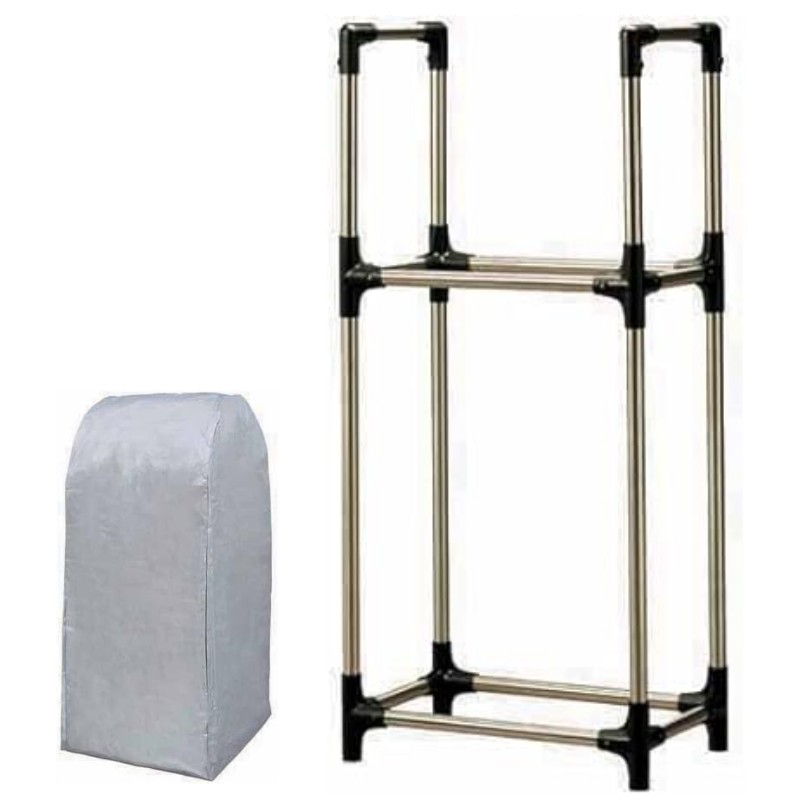 （アイリスオーヤマ ステンレスタイヤラック カバー付き KSL-590C ブラック）耐荷重120kg タイヤ 収納 ..