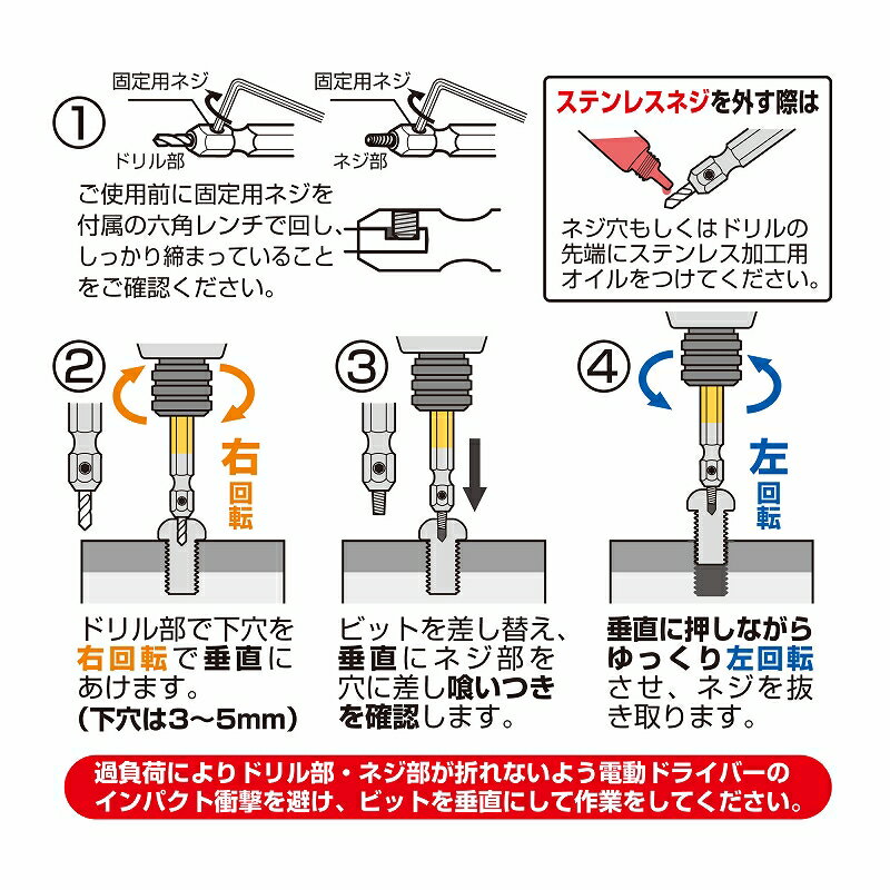 在庫僅少 ANEX ANHS3 なめたネジはずしビット 3本組 ワイドレンジにM2.5-8対応 （スペアドリル部品、スペアネジ部品付) 3