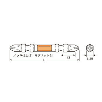 ANEX ARHM2065 ハイパー龍靭ビット 両頭タイプ 2本組 +2X65