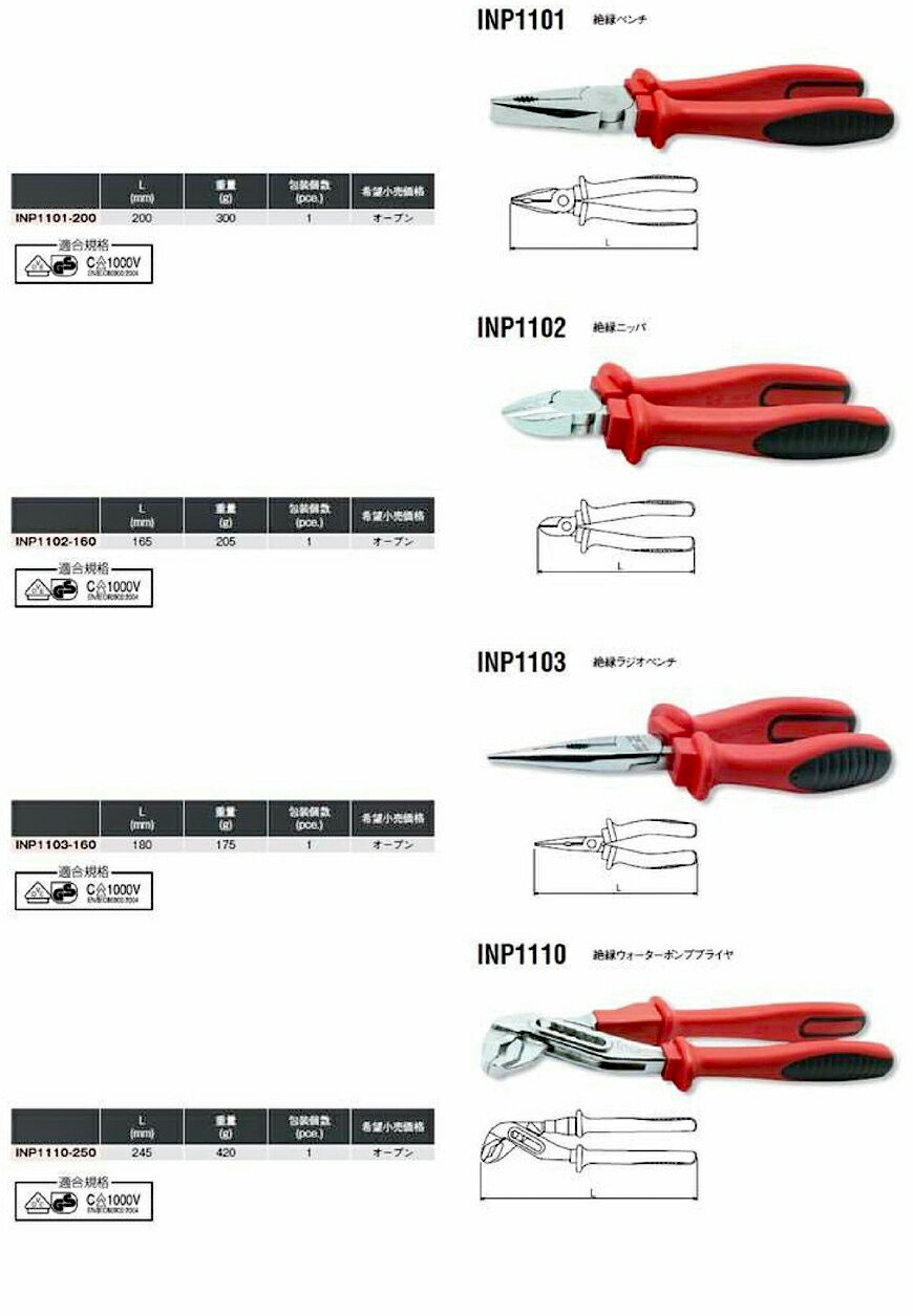 Ko-ken INP1103-160 絶縁 ラジオペンチ コーケン/山下工研