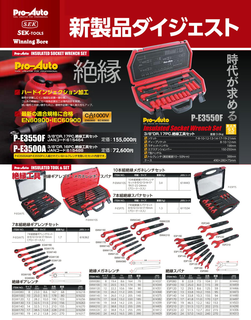 ���������ġ����ľ���� Pro-Auto P-E317F ������9.5mm ��﹩�񥻥å� 17�ԡ��� �ʥȥ륯�����ա� �ץ������� SEK SUEKAGE