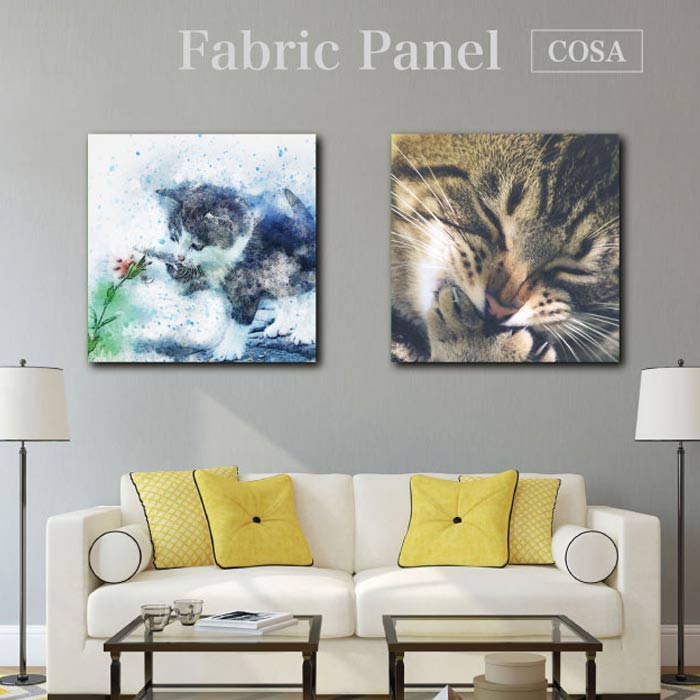 ファブリックパネル 猫 正方形 キャット 動物 アニマル 子猫 ペット パネル アート お洒落 デザイン 北..