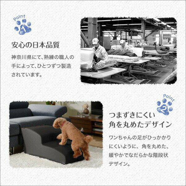 ドッグステップ日本製PVCレザー犬用階段2段タイプlonisレーニスドッグステップソファー犬ペットスロープヘルニア老犬ペットグッズ介護用品かわいいおしゃれ北欧