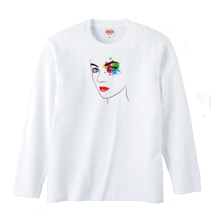 ロングスリーブ ロンT 長袖 女性 アート 化粧 ファッション プランド メンズ レディース 長袖 MENS S M L XL XXL T-SHIRT プリント 大きいサイズ ビックシルエット