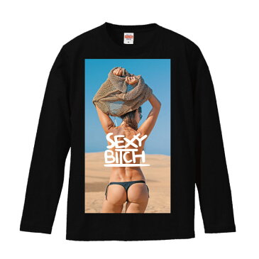【 ※ポイント10倍※ 39ショップ買い周り 期間限定 8/19 20:00~ 8/23 01:59】 ロングスリーブ ロンT 長袖 bitch ビッチ sexy ass ケツ セクシー 水着 下着 street ストリート ビキニ フォト プリント プランド メンズ レディース 長袖 MENS S M L XL XXL T-SHIRT プリント