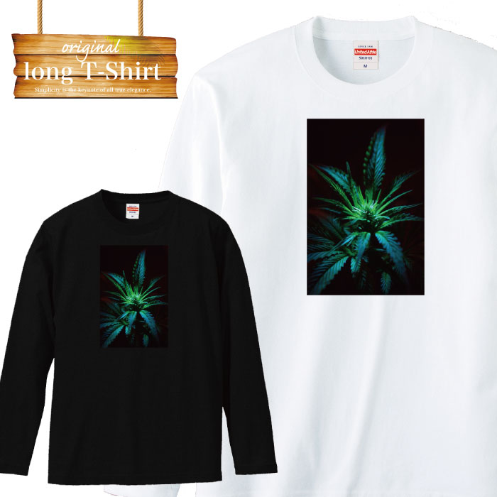 【※当店限定10%OFF 割引クーポン発行※ 5/20〜5/25まで!】 ロングスリーブ ロンT 巻煙草 レゲエ レゲエ hiphop 植物 自然 草 パープルヘイズ パープル 麻 緑 植物草 ファッション 長袖 メンズ レディース 長袖 MENS S M L XL XXL T-S