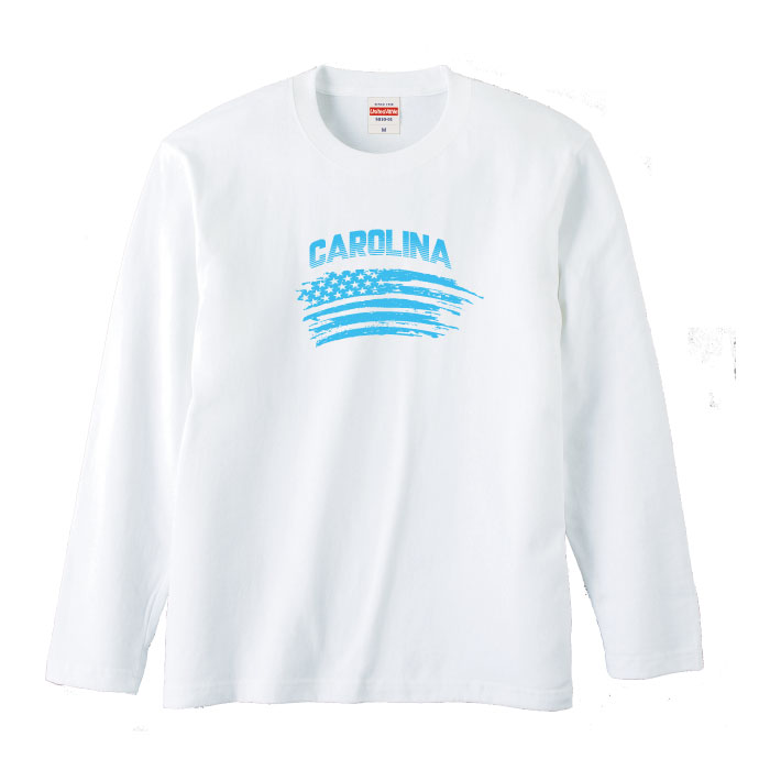 【※ブラックフライデー当店限定 ポイント5倍 ※ 11/20 20:00〜11/27 01:59】ロングスリーブ ロンT North Carolina ノースカロライナ ブルー 大学 カレッジ 星条旗 ヴィンテージ street ストリート ブランド ユナイテッド デザイン ファッション 流行 デザイン ロゴ 長袖 ビ