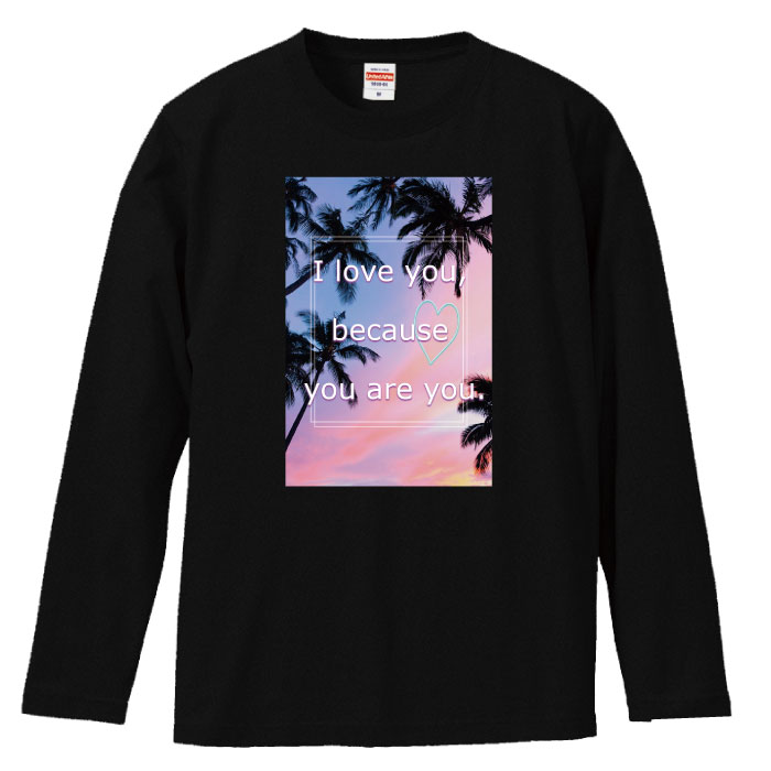 【※ゲリラ開催10%OFF 割引クーポン発行※ 9/25〜10/2まで！】 ロンT 長袖 トップス 長袖シャツ カットソー ヤシ ヤシの木 パステル カラフル 植物 空 夏 リゾート 自然 英語 英字 文字 ハート ラブ 風景 お洒落 可愛い かっこいい デザイ