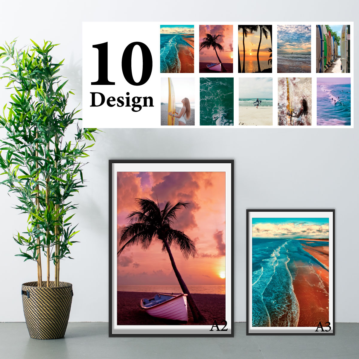 ポスター 海 A3サイズ 海岸 海辺 ヤシの木 南国 浜辺 アート お洒落 デザイン 北欧 壁貼り 飾り 可愛い 人気 高品質 装飾 店舗 ディスプレイ