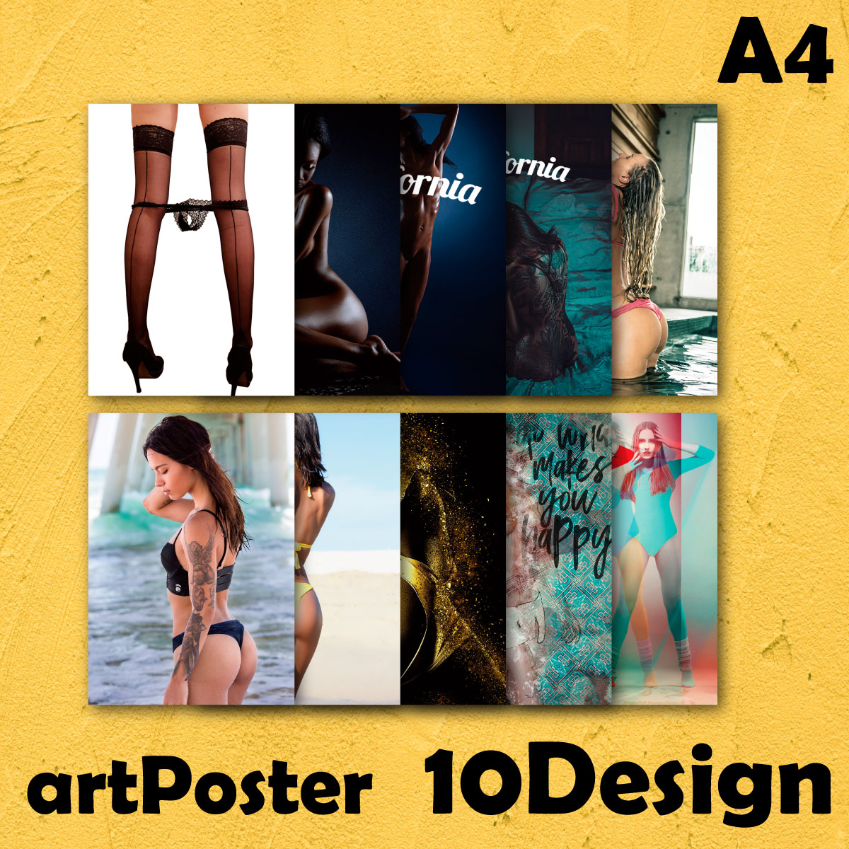 【＼Home Makeover Support Campaign! Limited Time 10x Points／ May 9th - May 17th】Poster - Foreigners - A4 Size - Women in Swimsuits - Beach - Colorful - Art - Stylish Design - Nordic - Wall Decor - Cute - Popular - High Quality - Store Display