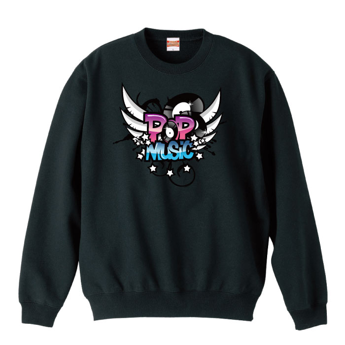 【※ポイント5倍 当店限定キャンペーン※ 10/25 00:00〜10/30 23:59】スウェット トレーナー 長袖 POPS 音楽 music オリジナル 男女兼用 メンズ レディース アパレル 秋冬 裏パイル生地 綿100% S M L XL XXL 大きいサイズ ビックシルエット オーバーサイズ