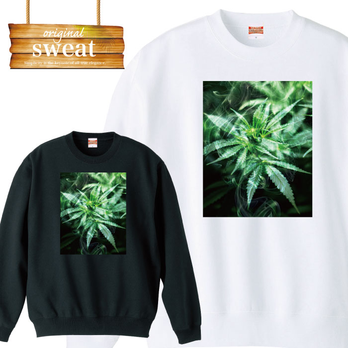 スウェット トレーナー 長袖 street ストリート 植物 hiphop 草 レゲエ プリント オリジナル 男女兼用 メンズ レディース アパレル 秋冬 裏パイル生地 綿100% S M L XL XXL 大きいサイズ ビッ