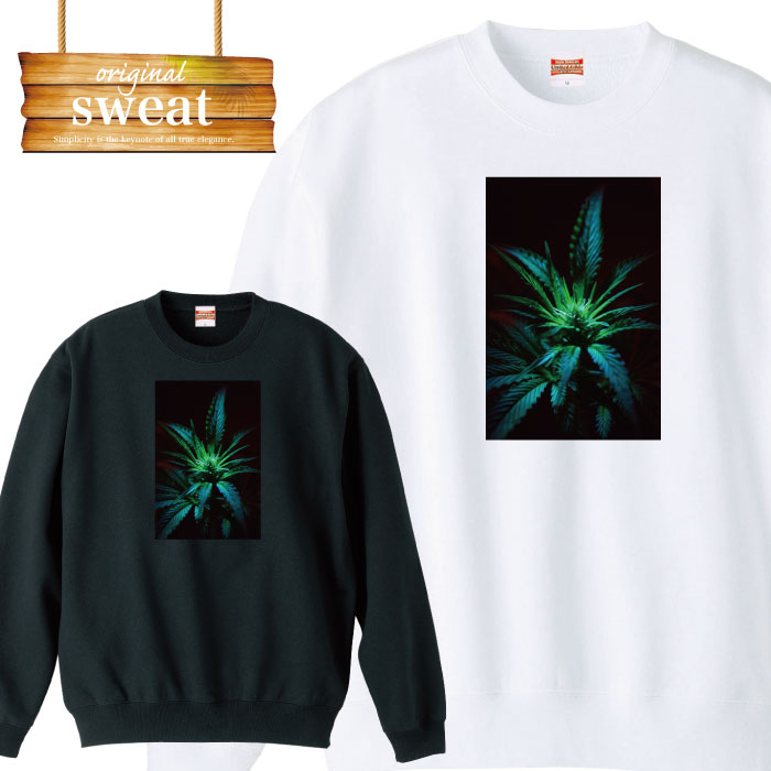 スウェット トレーナー ストリート 巻煙草 植物 草 hiphop バッヅ 緑 パープル 医療植物 自然 レゲエ レゲエ ファッション メンズ レディース アパレル ワンポイント 流行 トレンド street ピープス系 ス