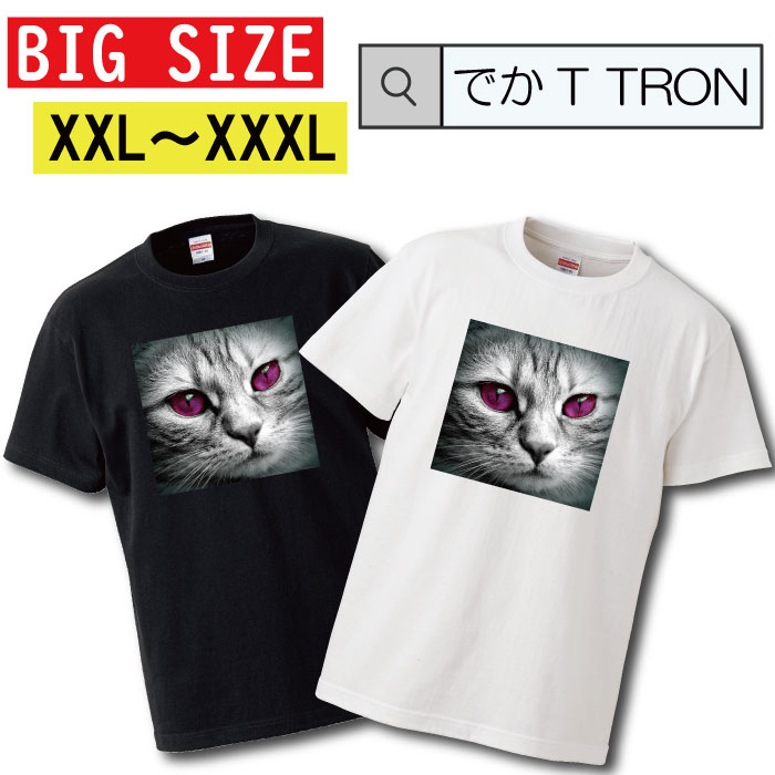 【※ポイント5倍 当店限定キャンペーン※ 11/5 21:00〜11/16 23:59】Tシャツ でかT TRON XXL XXXL　2L 3L BIG 大きめ 猫 ネコ ねこ cat キャット ペット 野良猫 ぬこ ketty キティ ニャンコ にゃんこ動物 animal 可愛い cute キュート pretty プリティー 写真 フォト フォ