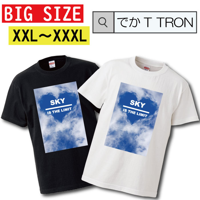 Tシャツ 大きいサイズ でかT TRON XXL XXXL 2L 3L sky is the limmit 空 スカイ ブルー blue 雲 天気 ピクチャー 写真 フォト フォトT プリント デザイン プランド アパレル 服 洋服 メール便 送料無料