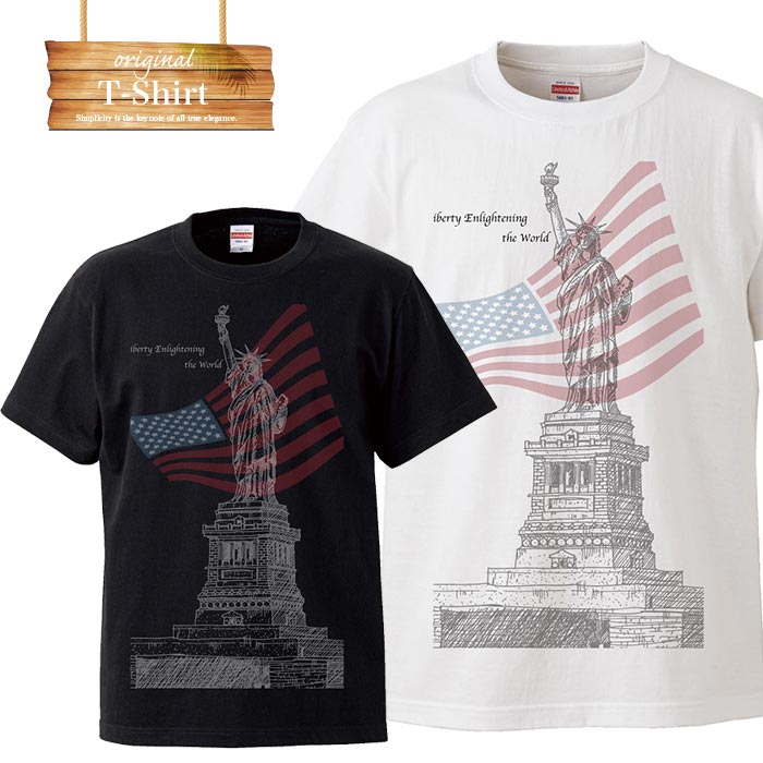 USA アメリカ アメリカ合衆国 america ニューヨーク newyork 星条旗 自由の女神 ロゴ 写真 フォト フォトT Tシャツ プリント デザイン 洋服 t-shirt 白 黒 ホワイト ブラック