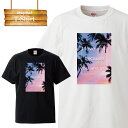 Tシャツ 半袖 トップス 半袖シャツ カットソー ヤシ ヤシの木 パステル カラフル 植物 空 夏 リゾート 自然 英語 英字 文字 ハート ラブ 風景 お洒落 可愛い かっこいい デザイン 人気 黒Tシャツ