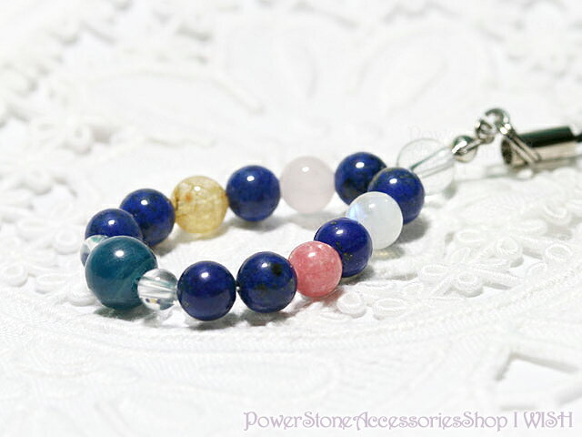 パワーストーン ストラップ スマホ ラピスラズリ インカローズ ロードクロサイト ルチルクォーツ | 天然石 誕生日プレゼント 贈り物 ギフト誕生石 組み合わせ...