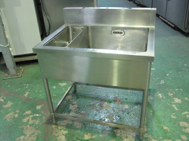 樂天商城 - 【中古】ゴミカゴ付1槽シンク　C8372　BGあり(H150xD60mm)　［W850xD650xH800mm］