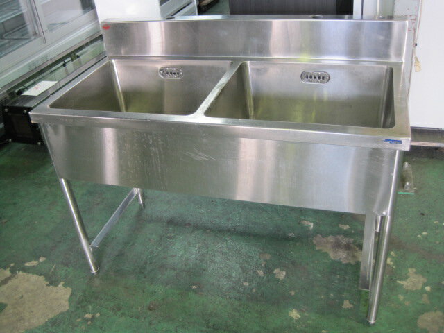 乐天商城 - 【中古】2槽シンク　C8430　BGあり(H150xD60mm)　※三方枠　［W1200xD600xH800mm］