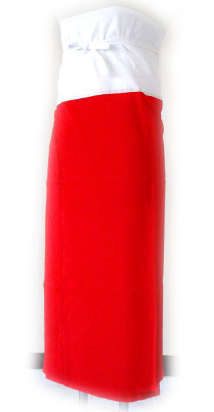和装下着　踊り用赤東スカート素材ポリエステルデシン　M/Lサイズ　ひも付き腰部晒生地　赤腰巻　赤裾除　和装肌着　日本製