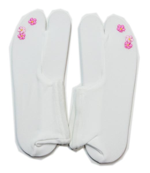 子供用刺繍入白足袋ガールズたびS・M・L　ソックスストレッチタイプたび履きやすいスベリ止加工　女児用　和装小物　日本製